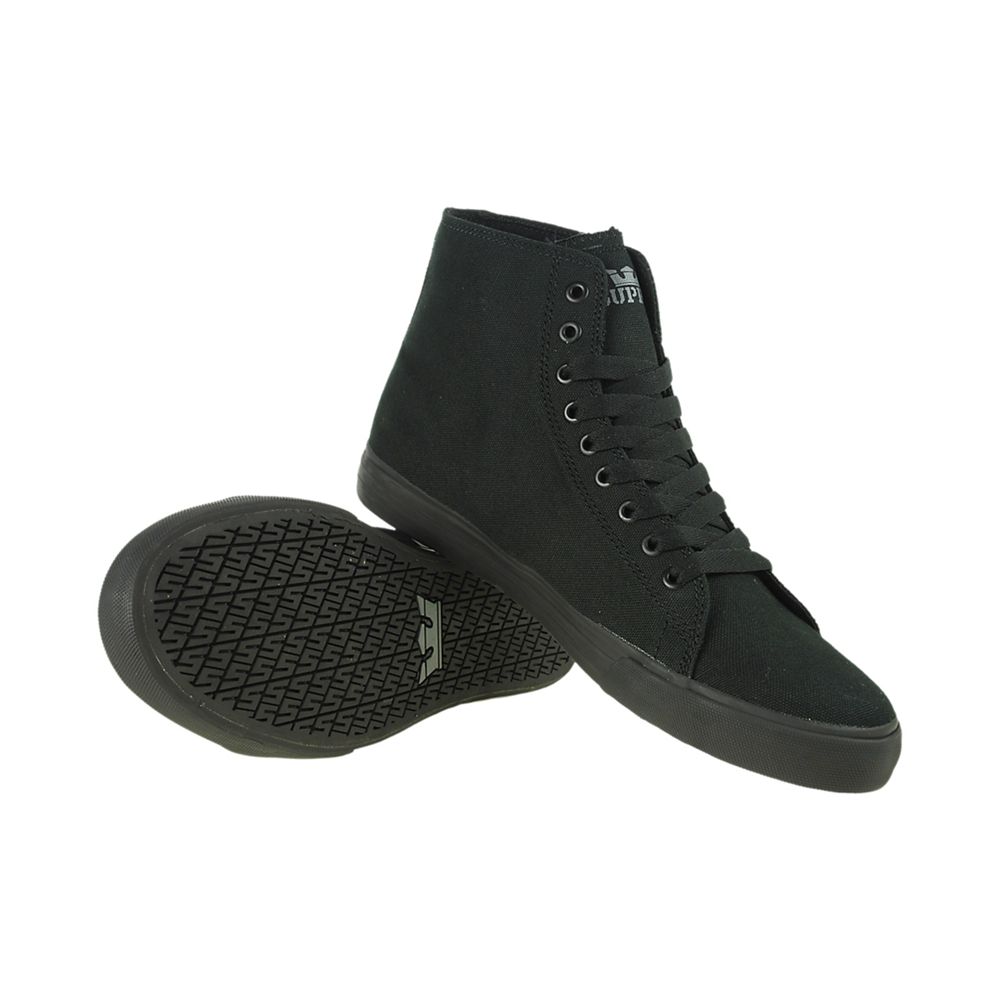 Baskets Montantes Supra Thunder High Noir Black Canvas Homme | TZB-28379501